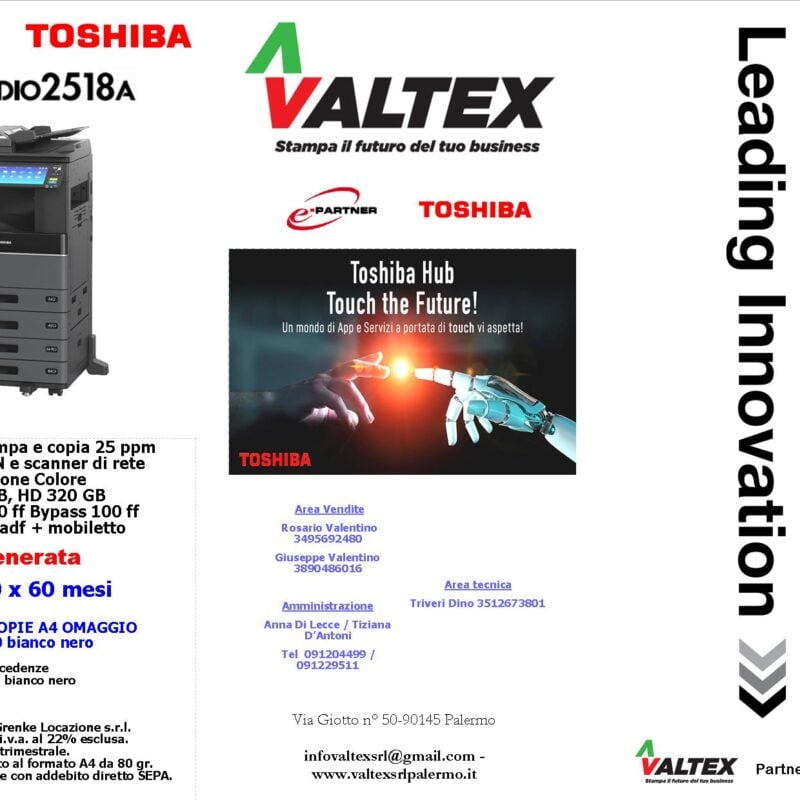 Valtex s.r.l. Palermo - Vendita, Assistenza e Noleggio Fotocopiatrici Toshiba